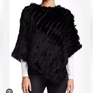 Love Token Keira Black Dyed Genuine Rabbit Fur Cape!